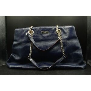 Kate Spade Navy Patent Leather Tote Bag with Gold Chain Straps